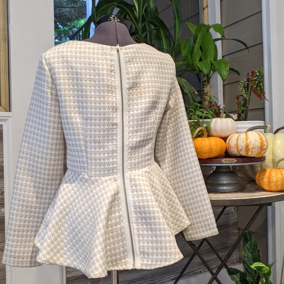 COPY - Houndstooth Peplum Blouse - Picture 3 of 11